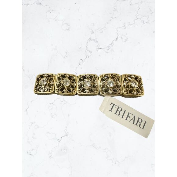 Vintage Trifari Gold-Tone Filigree Stretch Bracelet - Picture 1 of 4